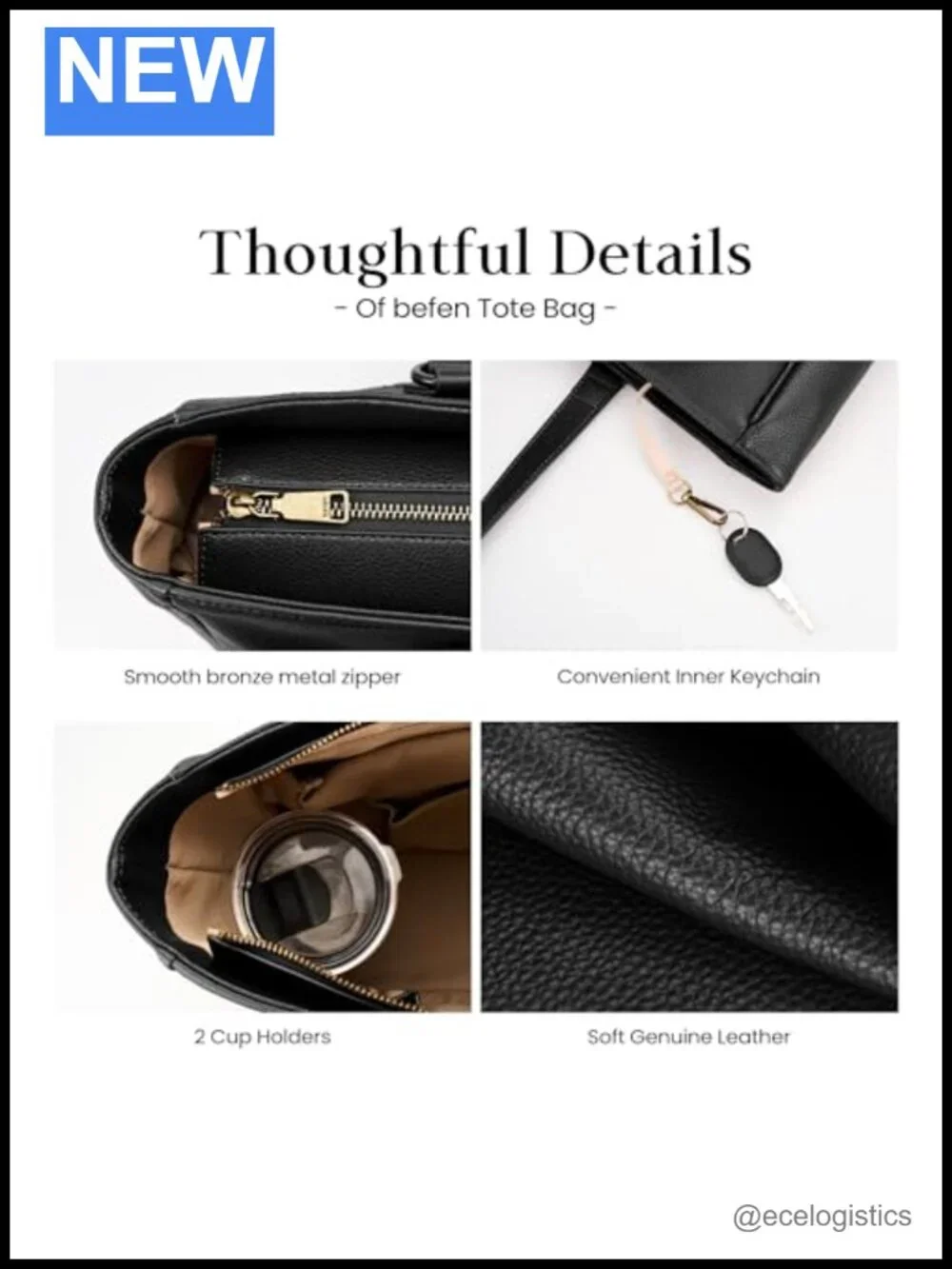 Genuine Leather Work Tote Bag Women 15.6